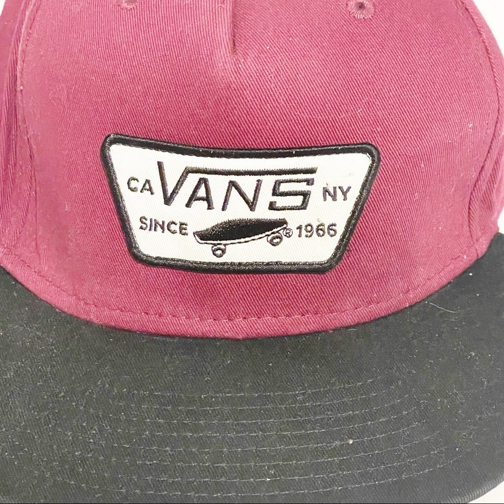 Vans maroon Snapback Hat Skateboard Mens Adjustable - Picture 2 of 4